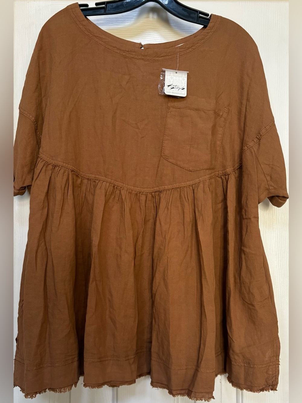 Free People Moon City Rust Brown Babydoll Tunic